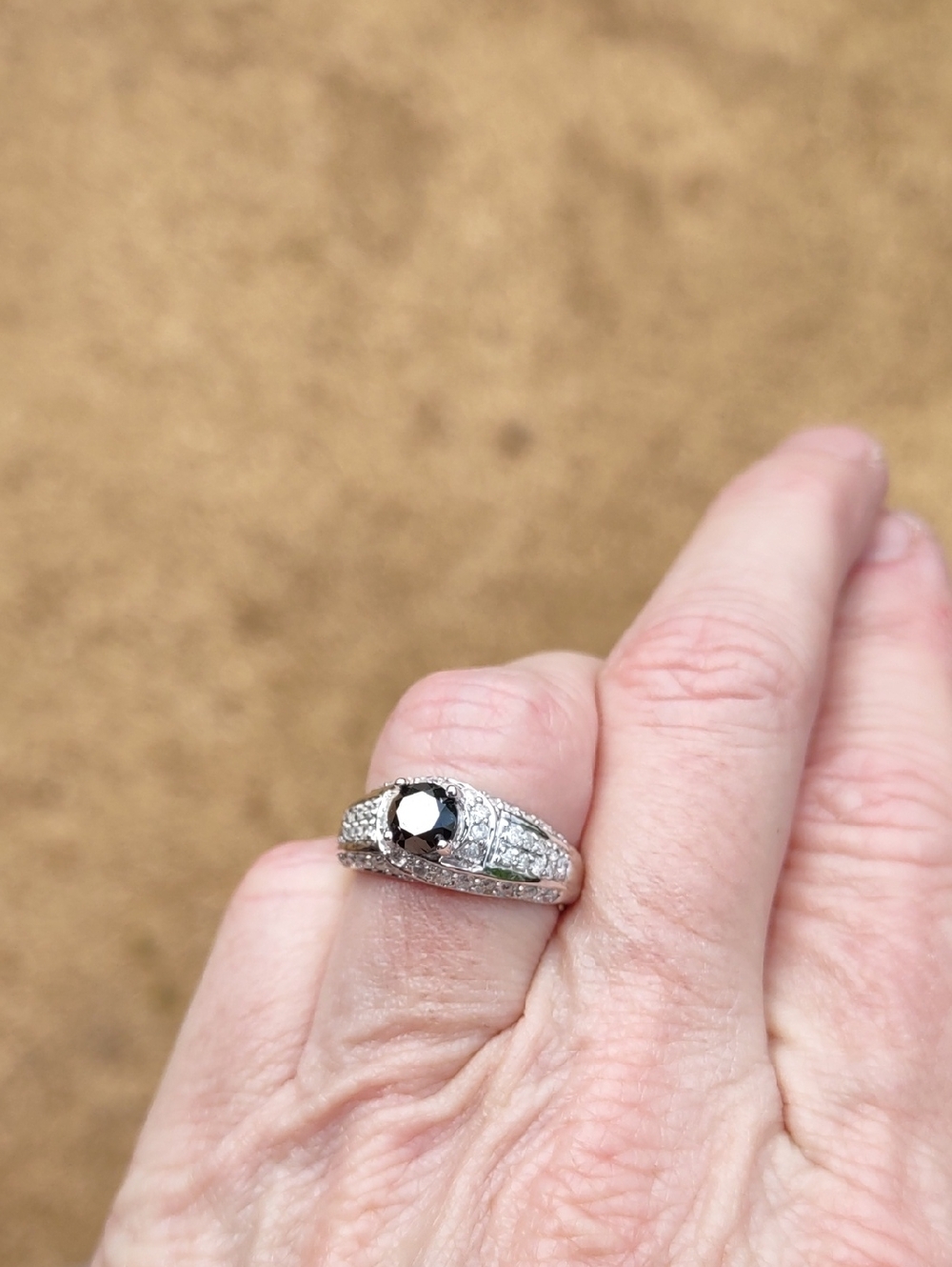 Black And Clear Natural Diamond Ring 10kt White Gold, Nwt, 6.5 - Picture 11 of 16